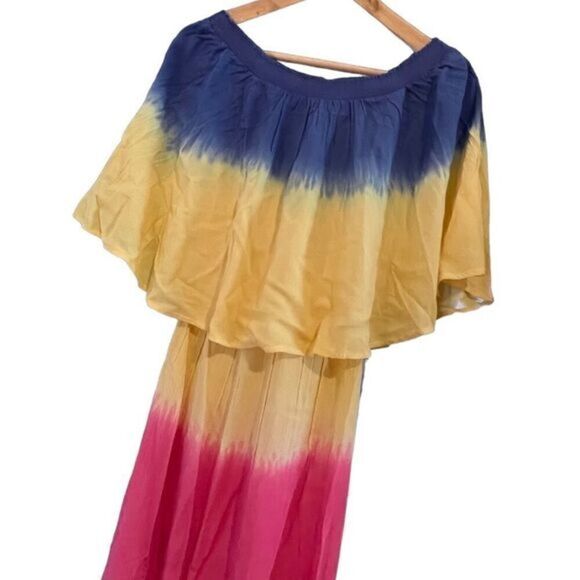 Area Ombre Off the Shoulder Vibrant Tie Dye Maxi Dress Size S NWT - Picture 3 of 13